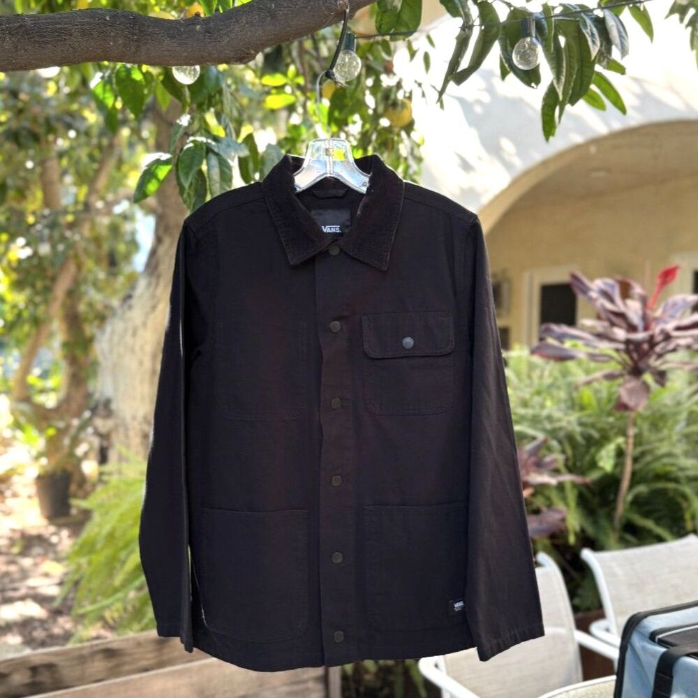 NWT Vans Off The Wall 100% Cotton Black Grey Canvas Drill Chor Jacket Coat SZ S